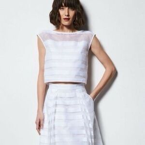 MILLY White Sheer Yoke Sleeveless Blouse NWT Size XL